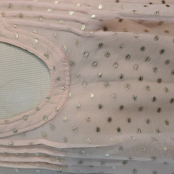 Doe & Rae sheer pink blouse with silver polkadot.  Size small. BOHEMIAN style.‎ - Picture 2 of 7